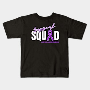 Lupus Awareness Purple Ribbon Support Squad Kids T-Shirt